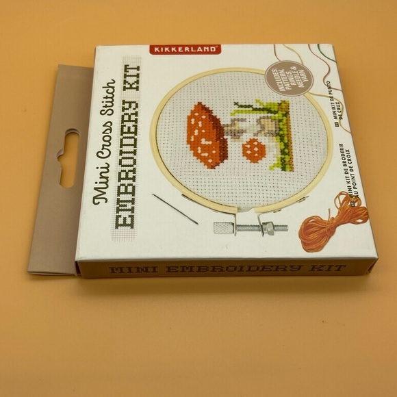 Kikkerland Mini Cross Stitch Embroidery Mushroom Kit, NIB - Picture 5 of 7